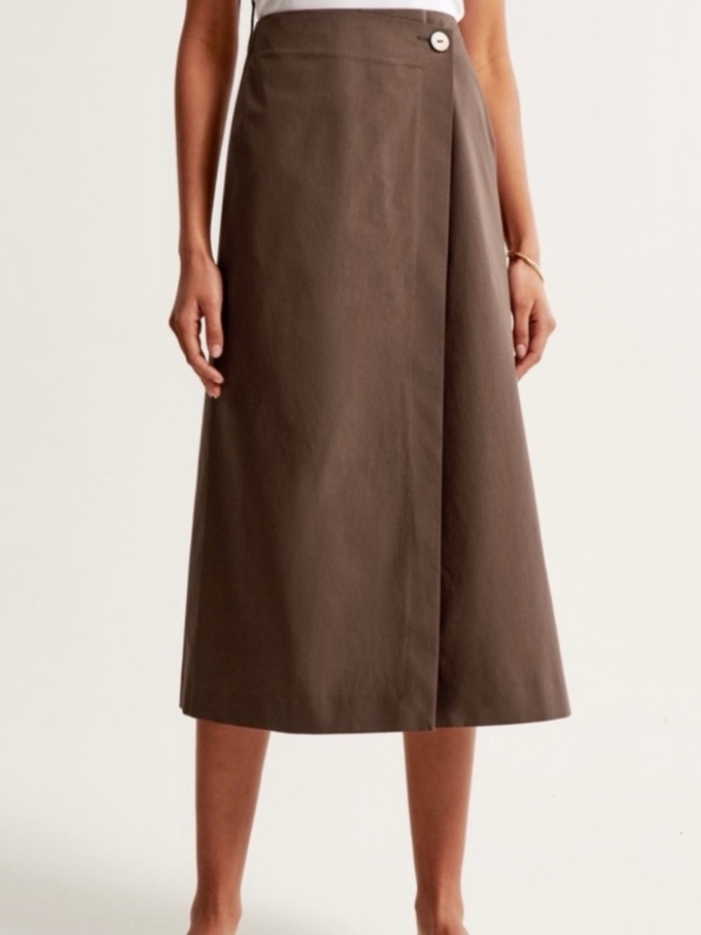 A&F Brown Wrap-Front Midi Skirt